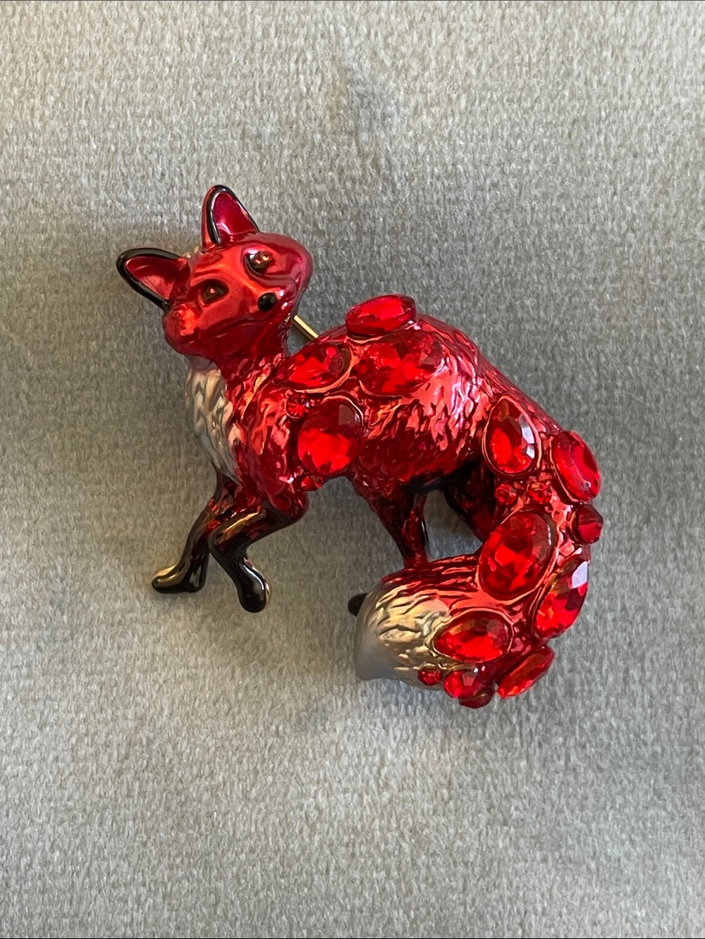 Red Jeweled Fox Sculptural Accent - Brand